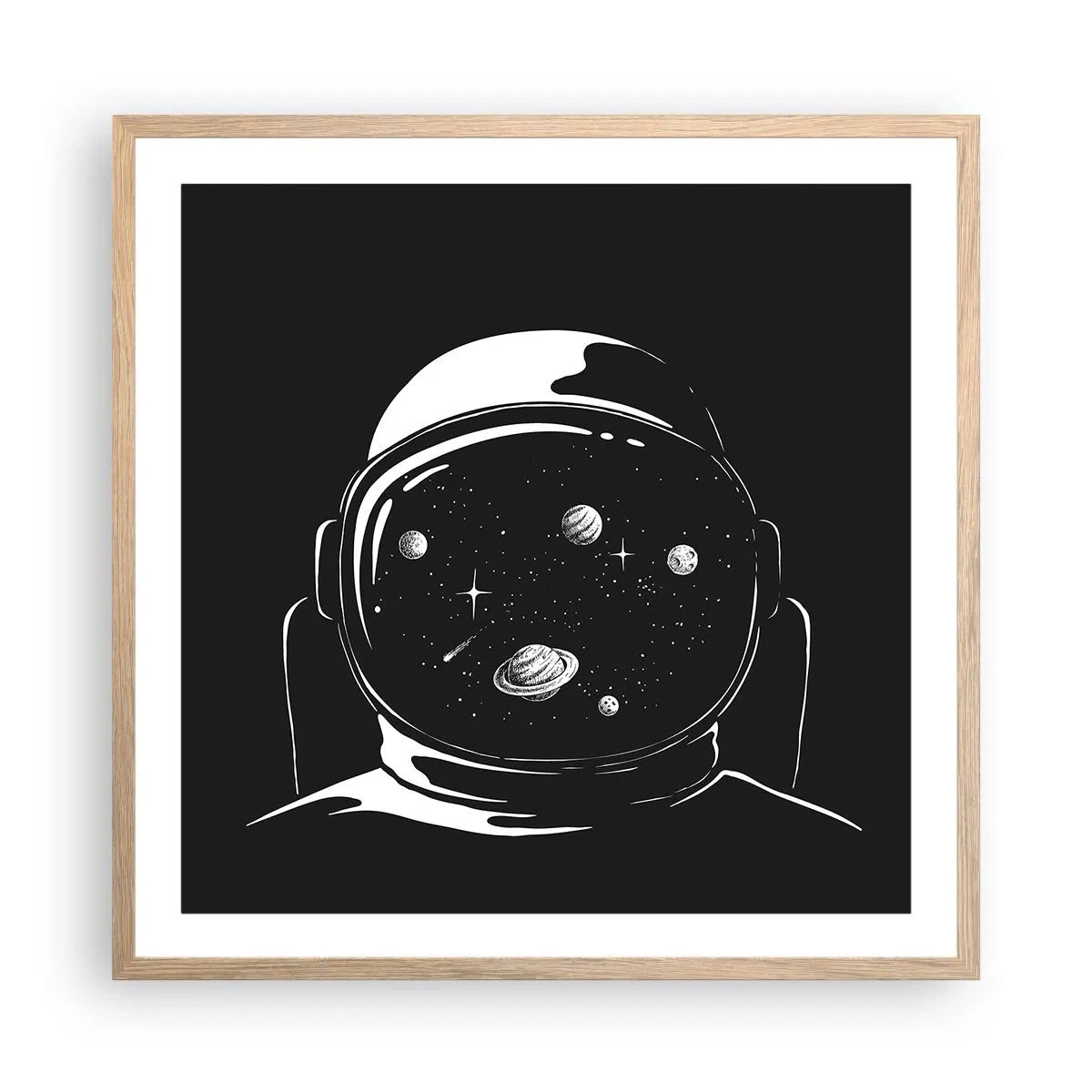 Plakat i ramme af lyst egetræ - Flot udsigt - 60x60 cm