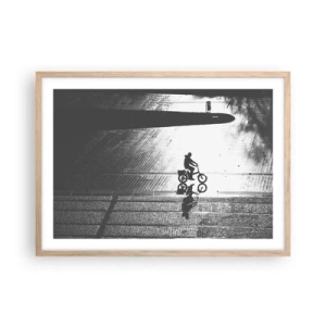 Plakat i ramme af lyst egetræ - Fremad, gennem byen - 70x50 cm