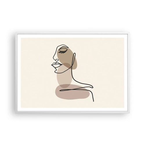 Plakat i hvid ramme - En vis linje af skønhed - 100x70 cm