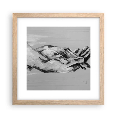 Plakat i ramme af lyst egetræ - Begyndelsen ... - 30x30 cm