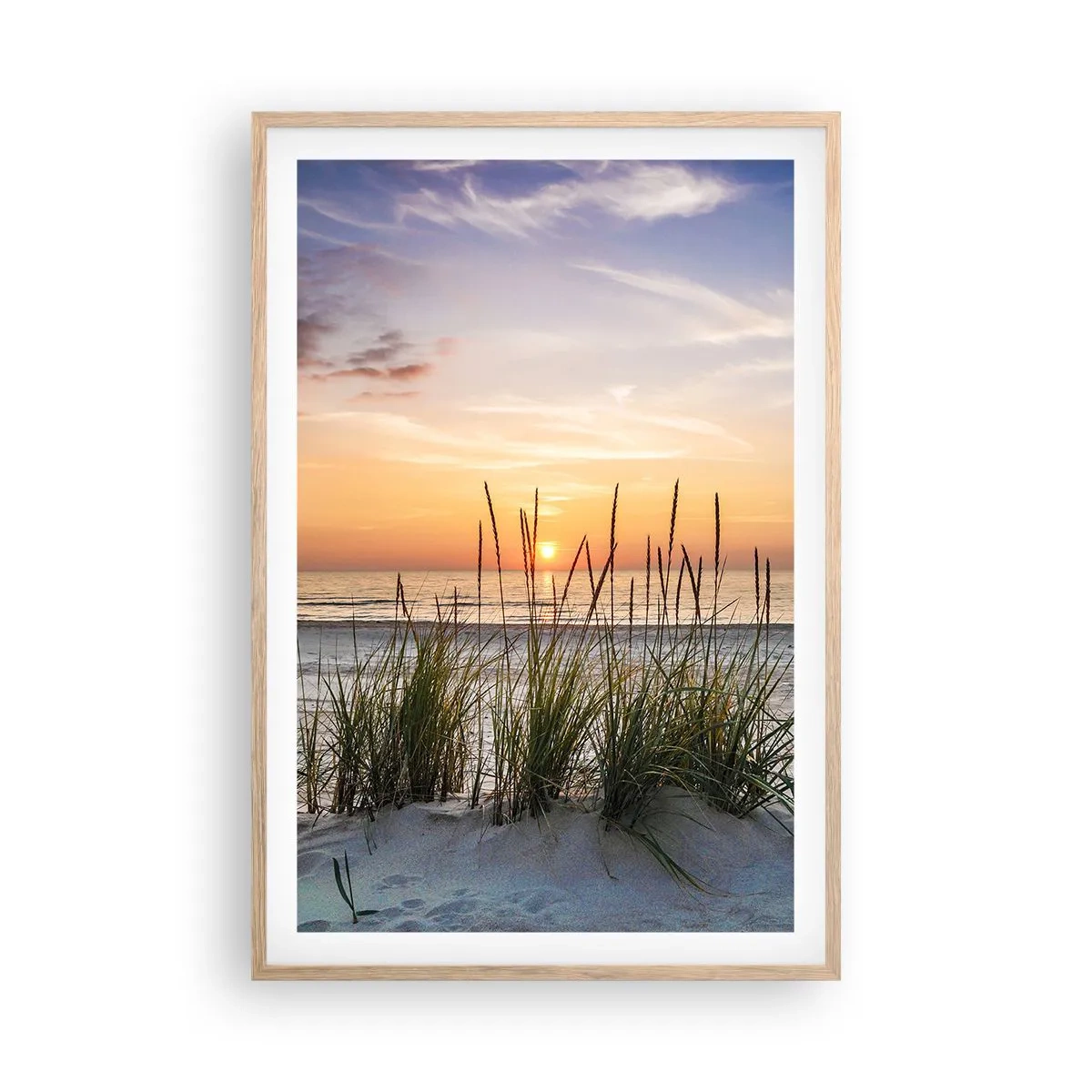 Plakat i ramme af lyst egetræ - Se, tænk, føl - 61x91 cm