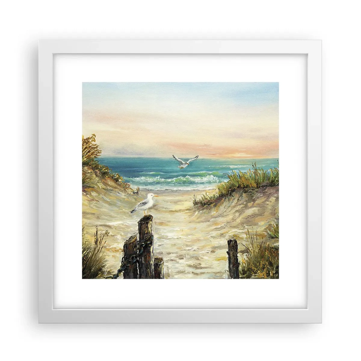 Plakat i hvid ramme - Vindstille tilbagetog - 30x30 cm