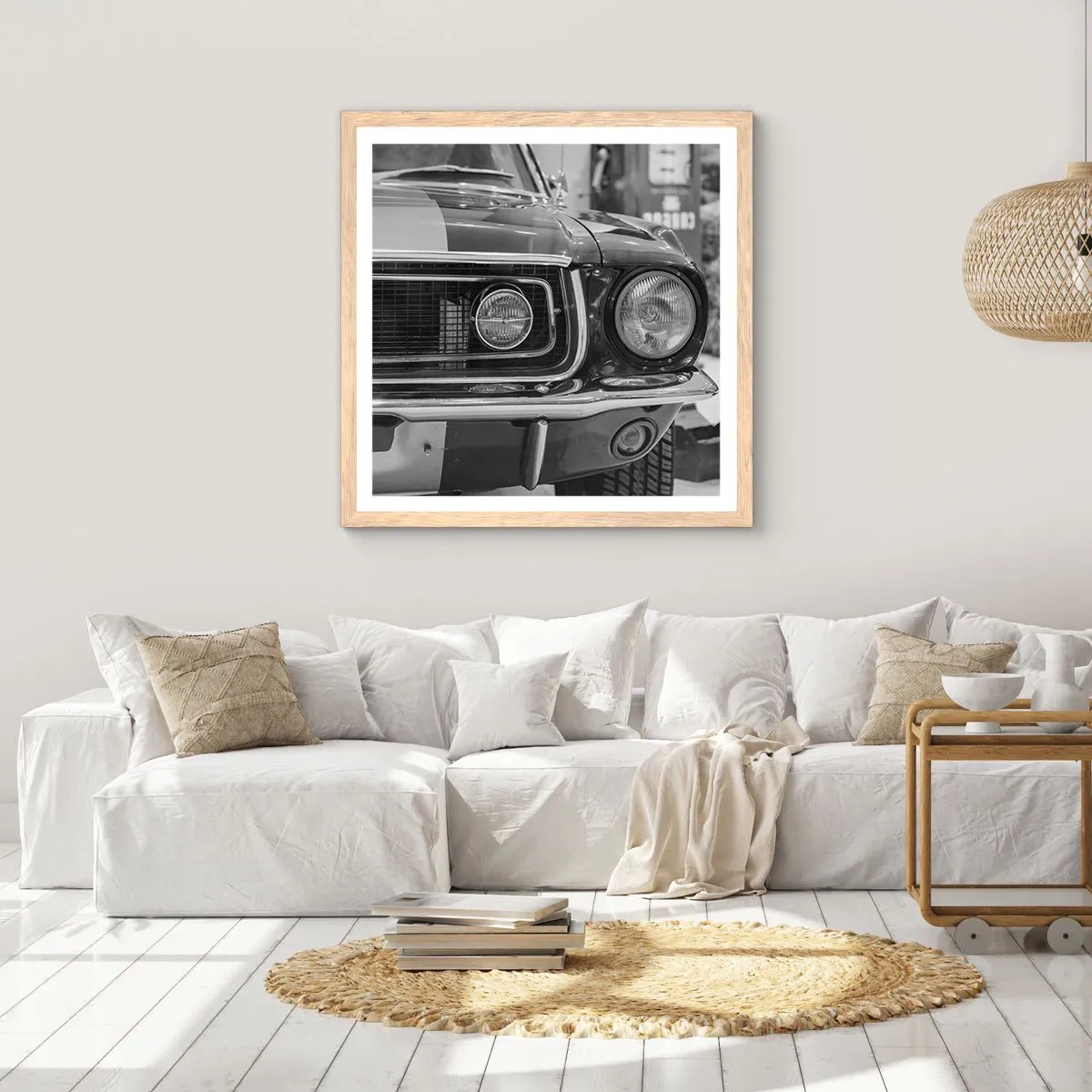 Plakat i ramme af lyst egetræ - Hård kørsel - 30x30 cm