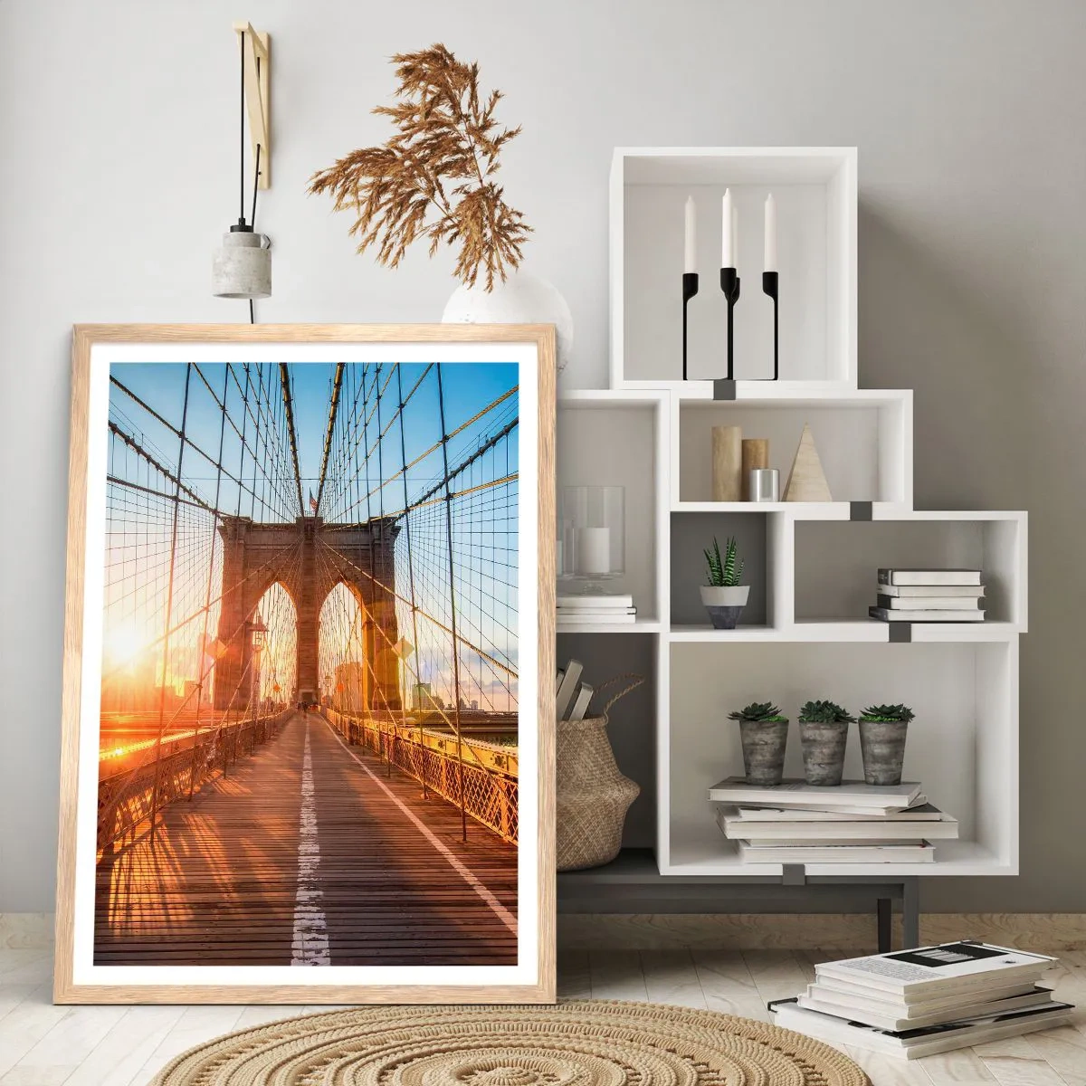 Plakat i ramme af lyst egetræ - På den gyldne bro - 70x100 cm