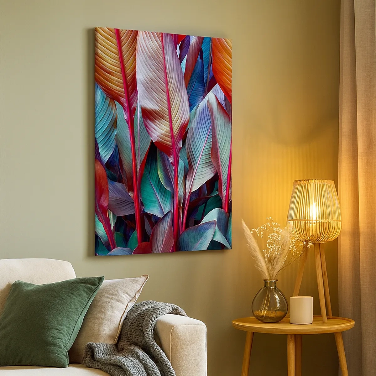 Lærredstryk - Billede på lærred - Farverigt krat - 50x70 cm