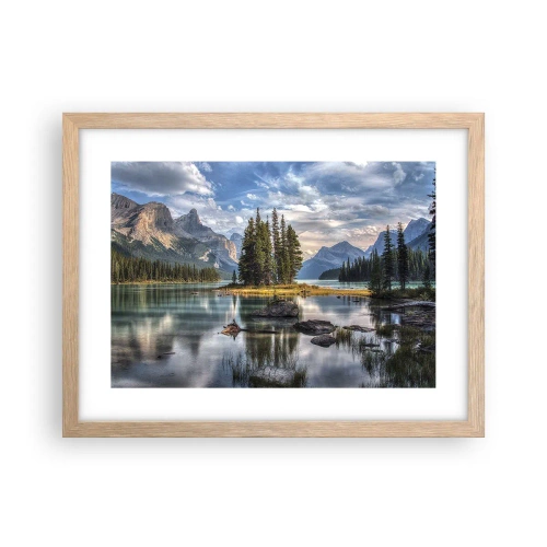 Plakat i ramme af lyst egetræ - Over store og klare vande… - 40x30 cm