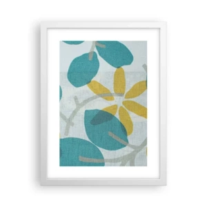 Plakat i hvid ramme - Blandt azurblå blade - 30x40 cm