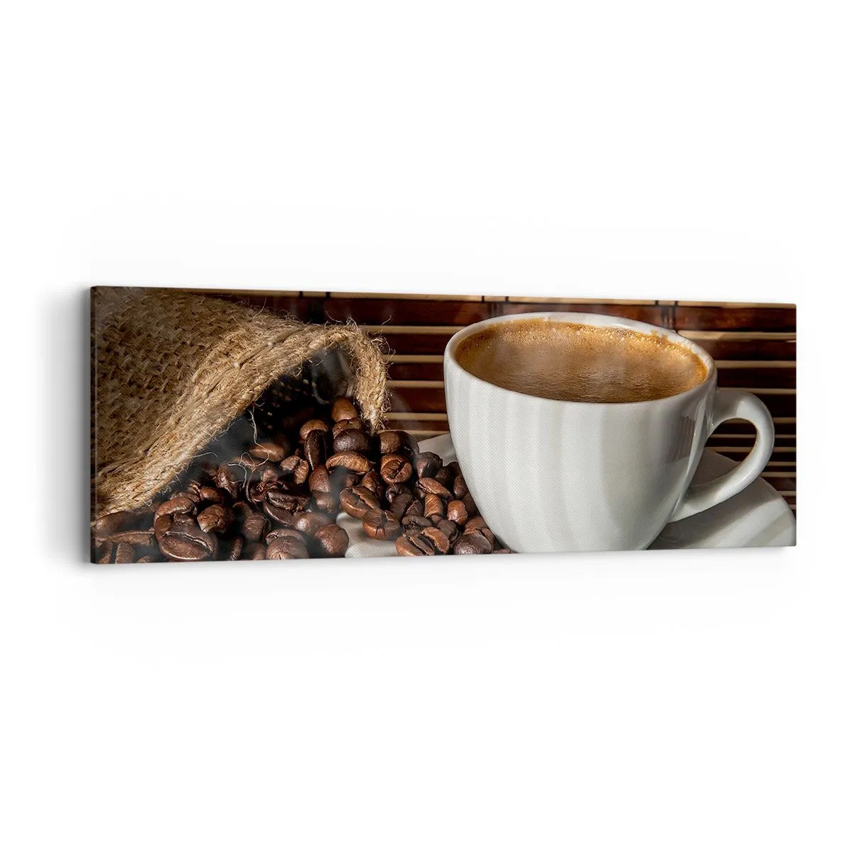 Lærredstryk - Billede på lærred - Kulets sorthed, ravets gennemsigtighed - 90x30 cm