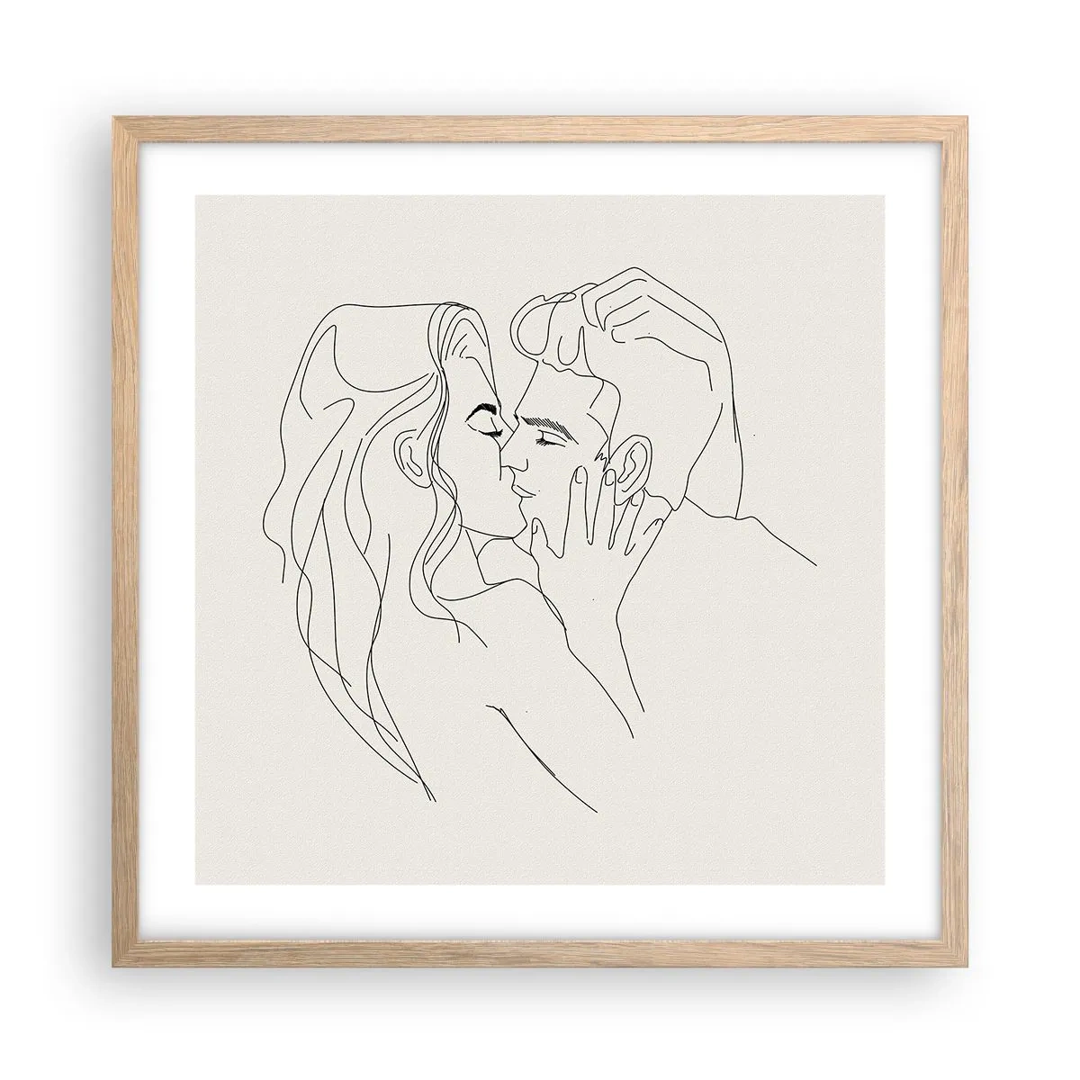 Plakat i ramme af lyst egetræ - Forviklet i følelser - 50x50 cm