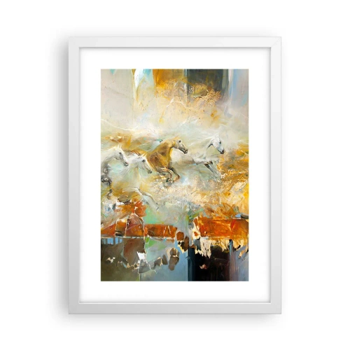 Plakat i hvid ramme - Galopperer gennem lyset - 30x40 cm