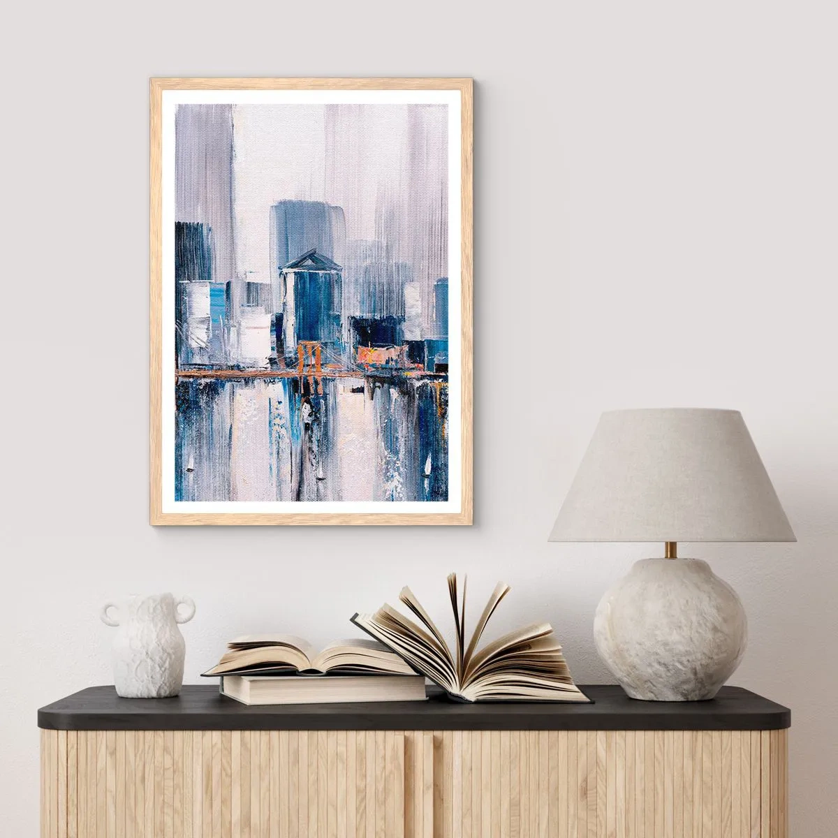 Plakat i ramme af lyst egetræ - Indtryk fra New York - 40x50 cm