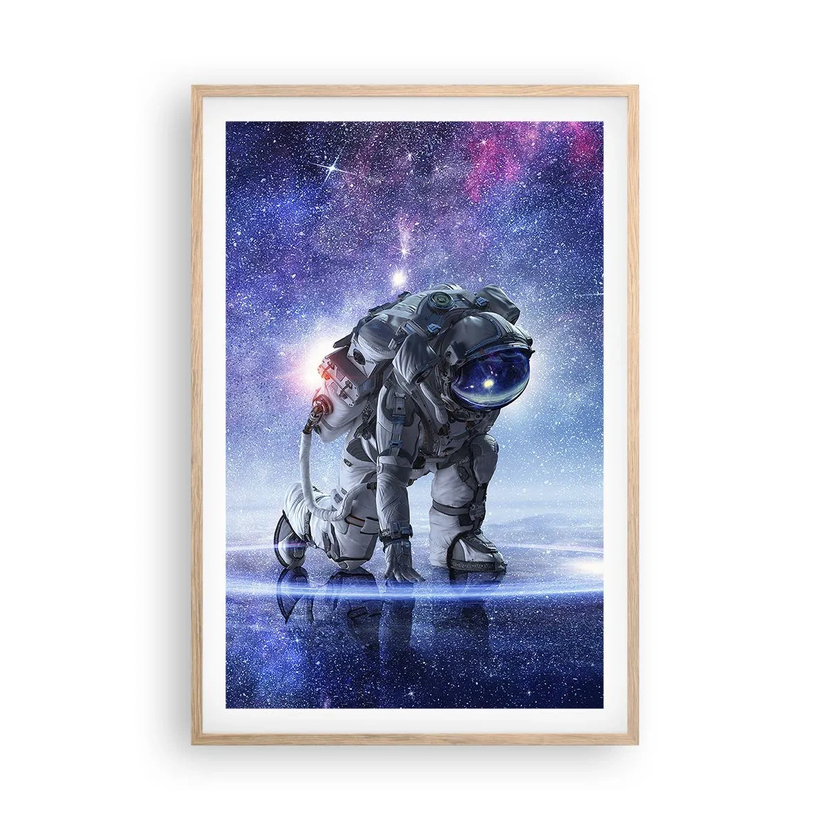 Plakat i ramme af lyst egetræ - Den stjerneklare himmel over mig - 61x91 cm