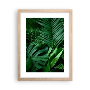 Plakat i ramme af lyst egetræ - Kranset i grønt - 30x40 cm