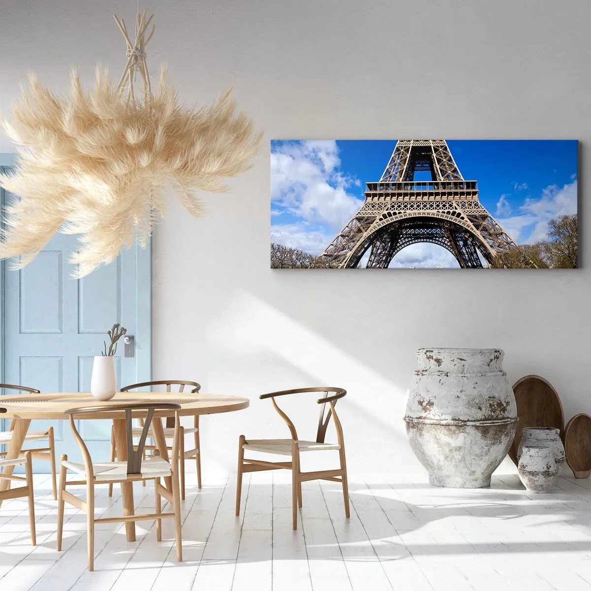 Lærredstryk - Billede på lærred - Hele Paris ved hendes fødder - 160x50 cm