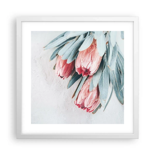 Plakat i hvid ramme - Skammer sig over deres egen skønhed - 40x40 cm