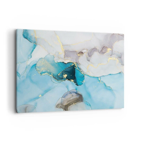 Lærredstryk - Billede på lærred - En undersøgelse af mødet mellem grå og turkis - 120x80 cm