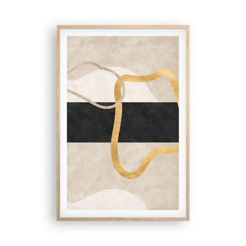 Plakat i ramme af lyst egetræ - Sløjfeformede former - 61x91 cm