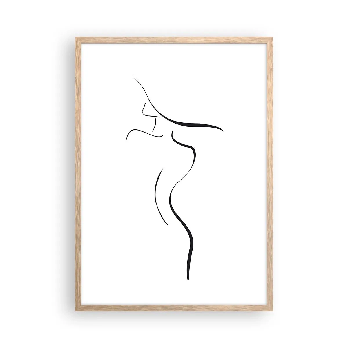 Plakat i ramme af lyst egetræ - Flygtig som en bølge - 50x70 cm