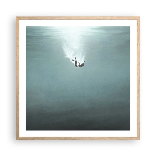 Plakat i ramme af lyst egetræ - I havets favntag - 60x60 cm