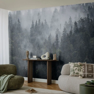 Fototapet Premium Sand - Skovens daggry - Landskab, Skov, Natur - 100x70 cm