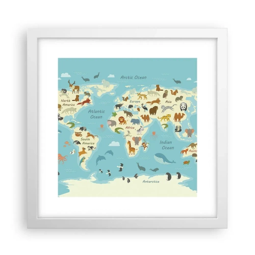 Plakat i hvid ramme - Gode naboer - 30x30 cm