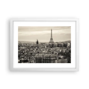Plakat i hvid ramme - Over Paris' hustage - 40x30 cm