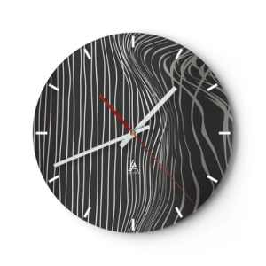 Vægur, Uret - Abstrakte linjer på en mørk baggrund - 30x30cm - Rytme og accent - Moderne vægdekoration til stue, køkken og soveværelse ARTTOR