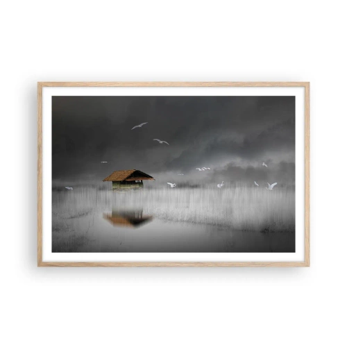 Plakat i ramme af lyst egetræ - Beskyttelse mod regnen - 91x61 cm