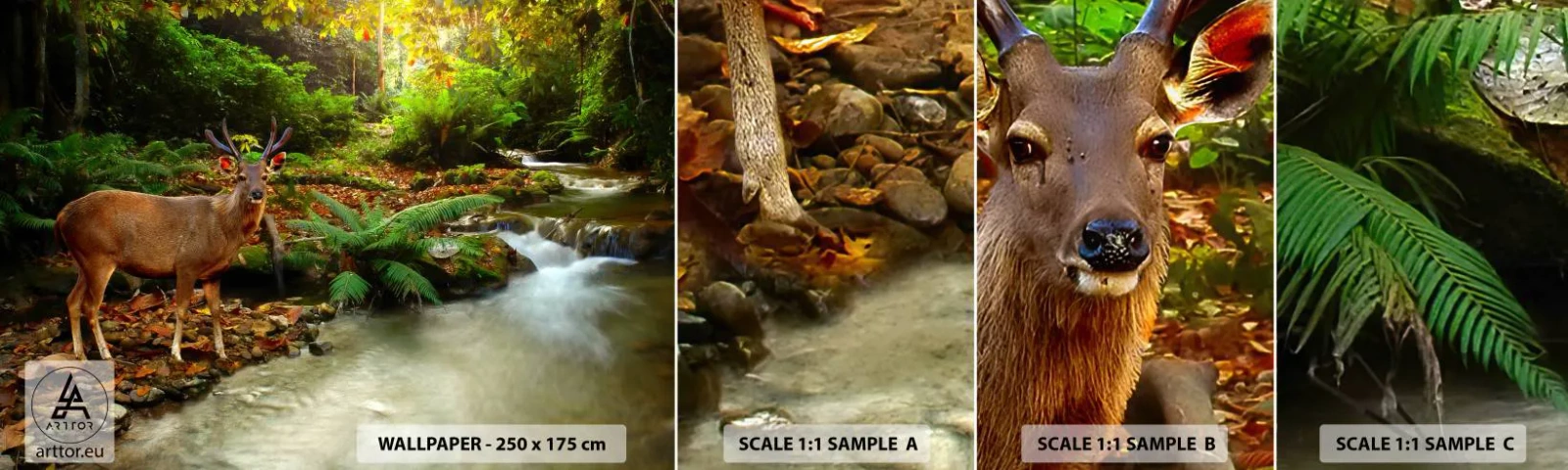 Fototapet Prøve Standard Eco - Velkommen til min verden - Landskab, Dyr, Hjort - 100x30 cm