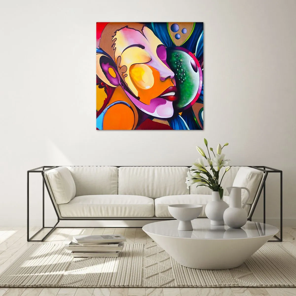 Billede på glas - Berør med farve - 60x60 cm