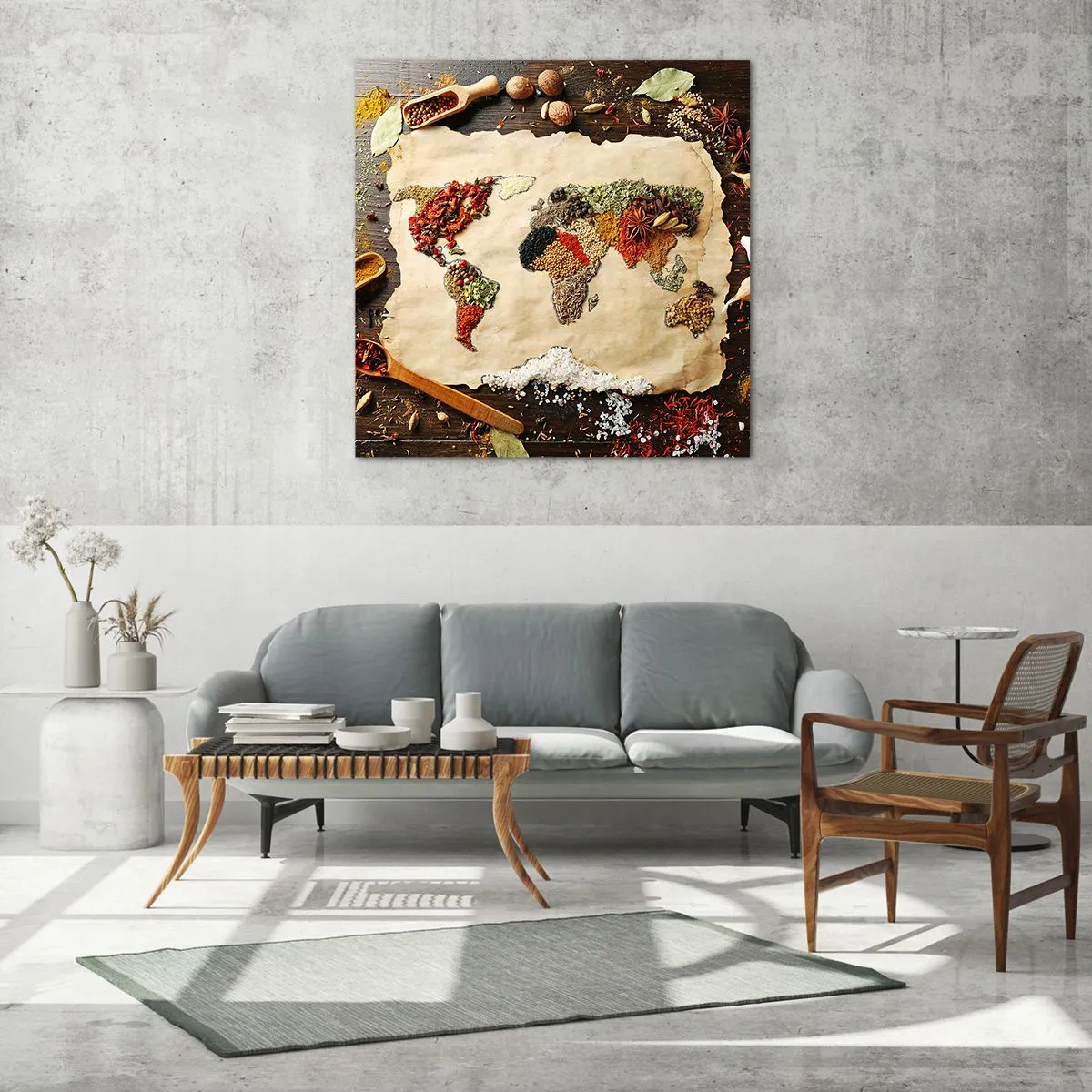 Billede på glas - Alle verdens smage - 50x50 cm