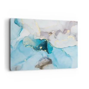 Lærredstryk - Billede på lærred - En undersøgelse af mødet mellem grå og turkis - 120x80 cm