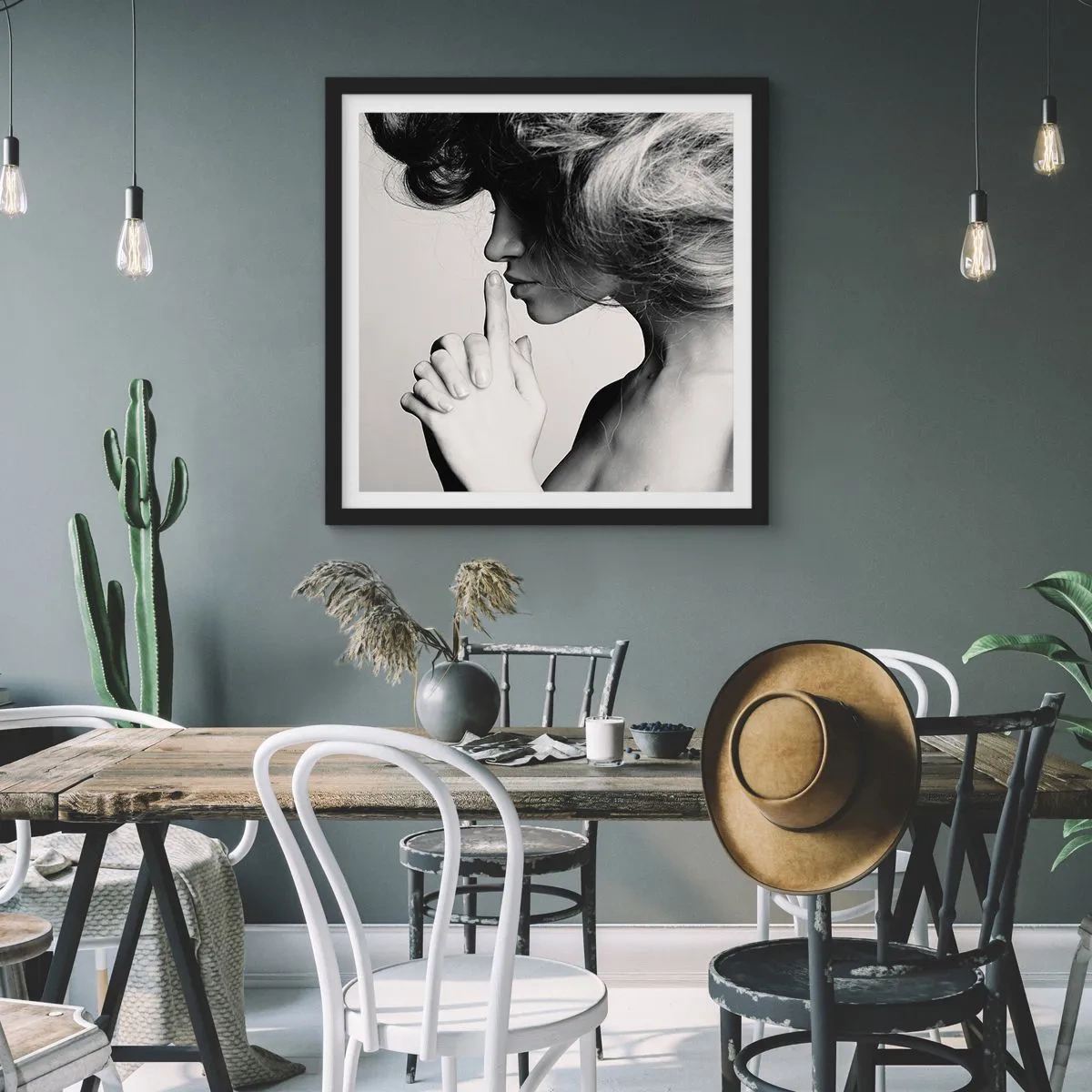 Plakat i sort ramme - Lyt til sig selv - 40x40 cm
