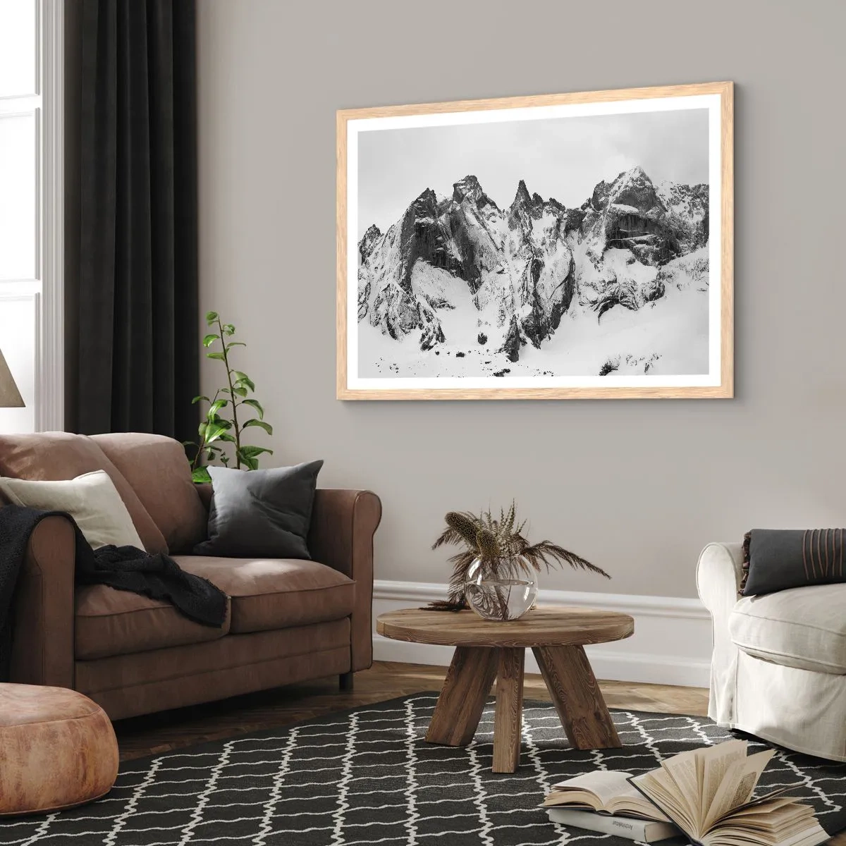 Plakat i ramme af lyst egetræ - Granit truende højderyg - 70x50 cm