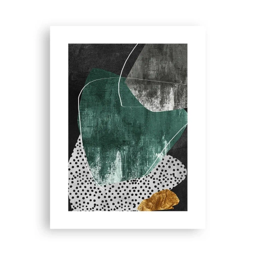 Plakat - Farverig abstraktion med en guldflager - 30x40 cm