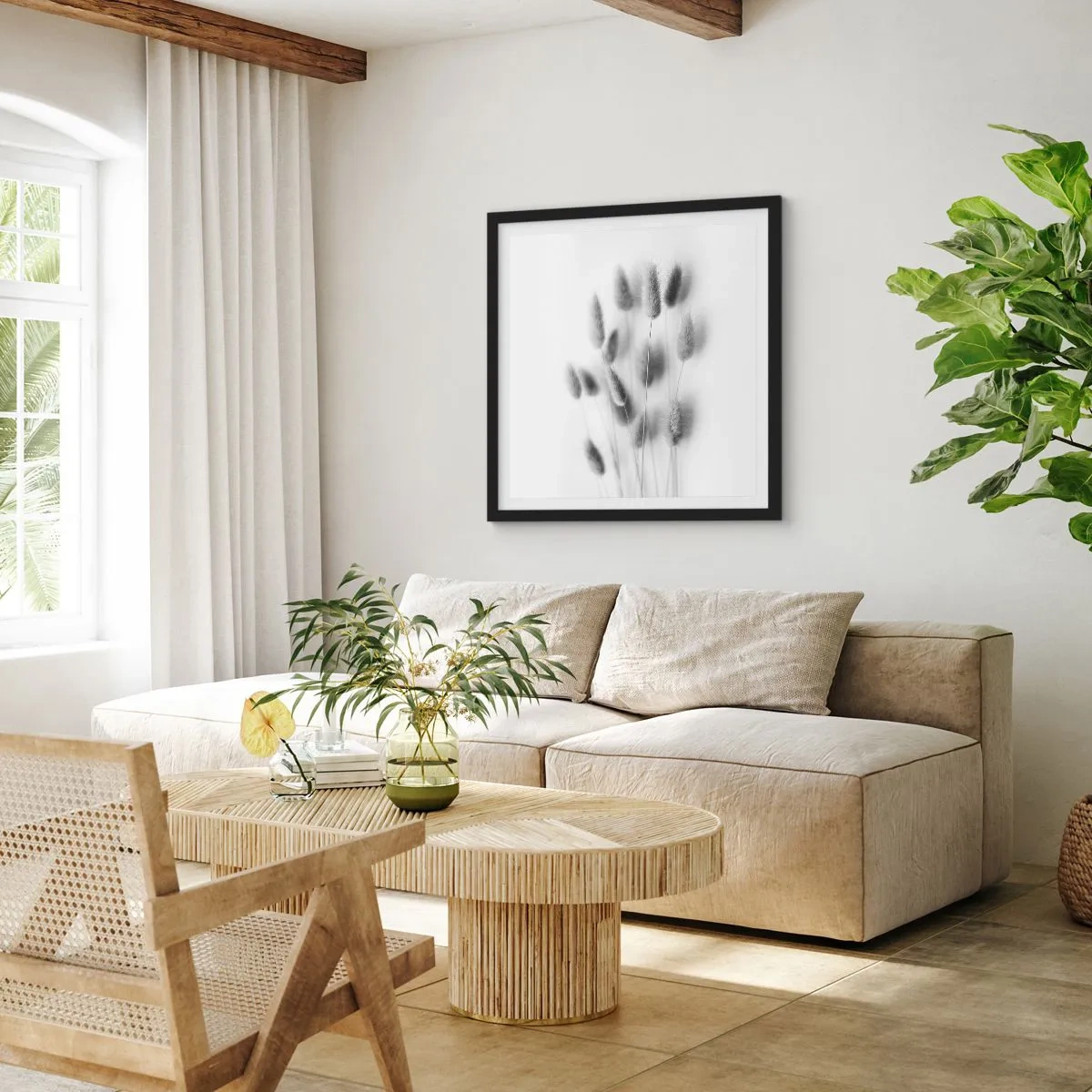 Plakat i sort ramme - Dens bløde græs - 60x60 cm