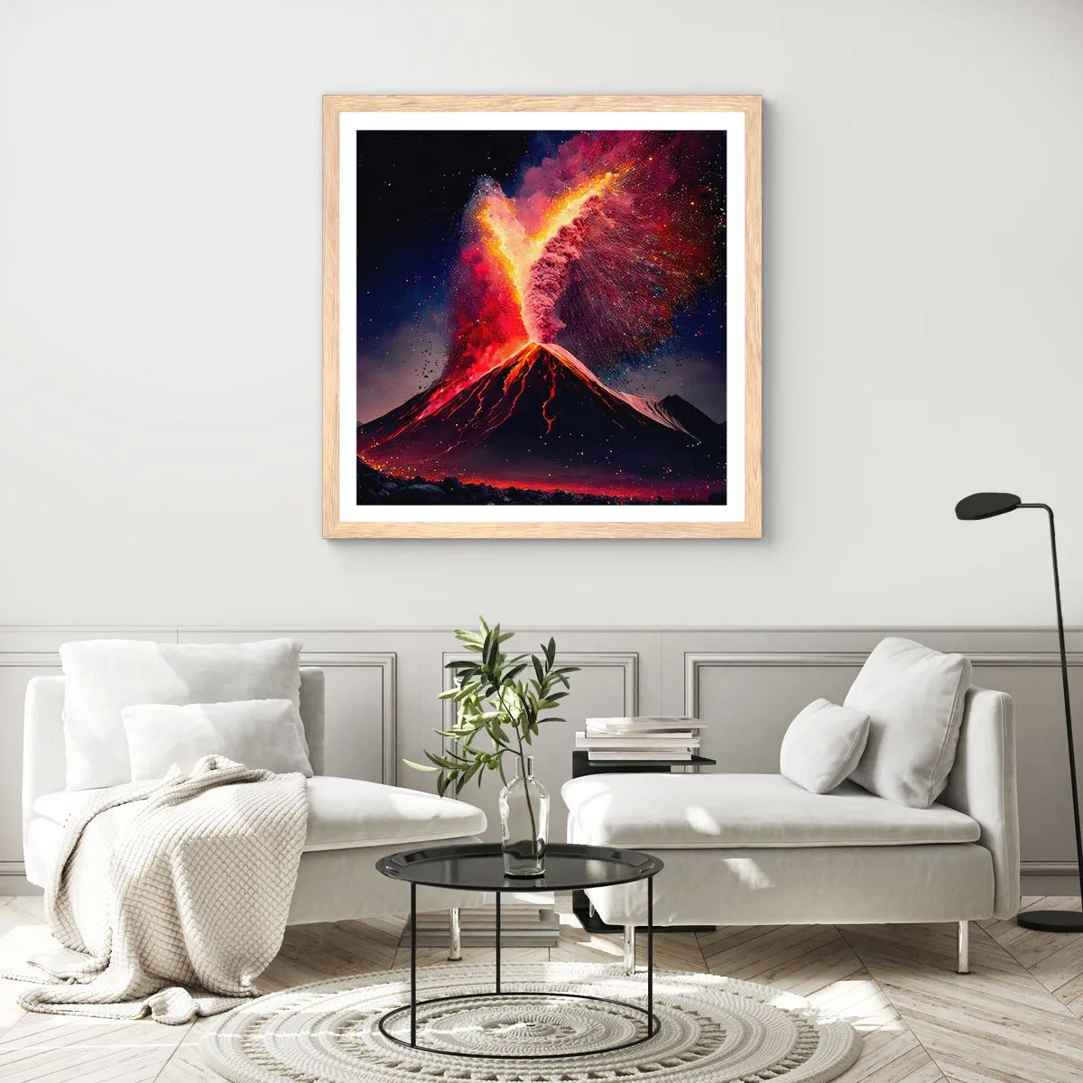 Plakat i ramme af lyst egetræ - Skønhed og rædsel - 60x60 cm