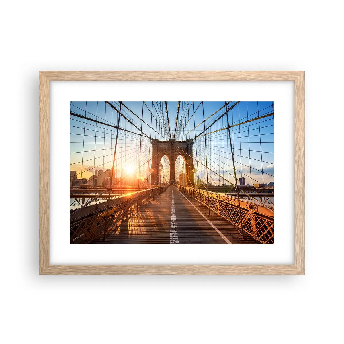 Plakat i ramme af lyst egetræ - På den gyldne bro - 40x30 cm