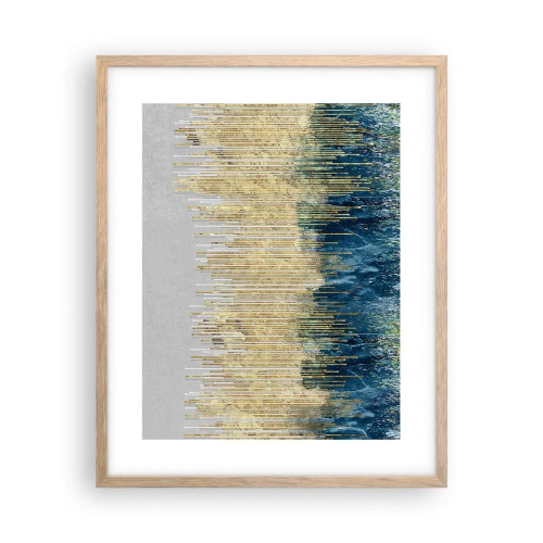 Plakat i ramme af lyst egetræ - Forgyldt grænse - 40x50 cm