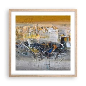 Plakat i ramme af lyst egetræ - Alt vil falde på plads - 50x50 cm