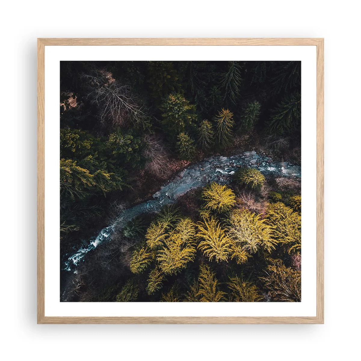 Plakat i ramme af lyst egetræ - Hurtigt, stadig hurtigere - 60x60 cm