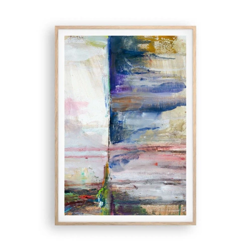Plakat i ramme af lyst egetræ - Farverige indtryk og associationer - 70x100 cm