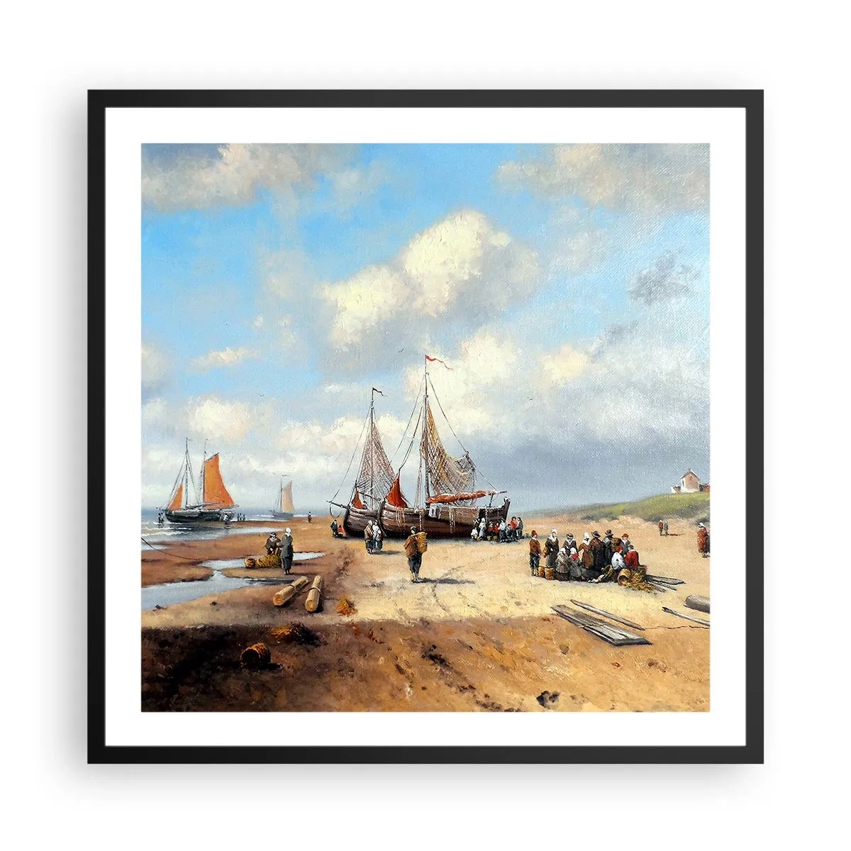 Plakat i sort ramme - Efter en vellykket fangst - 60x60 cm