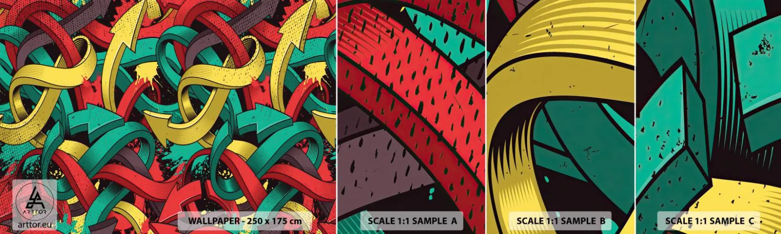 Prøve Fototapet Selvklæbende Deluxe Sticker - Hvilken vej skal man gå? - Abstraktion, Stykke, Tegneserie - 100x30 cm