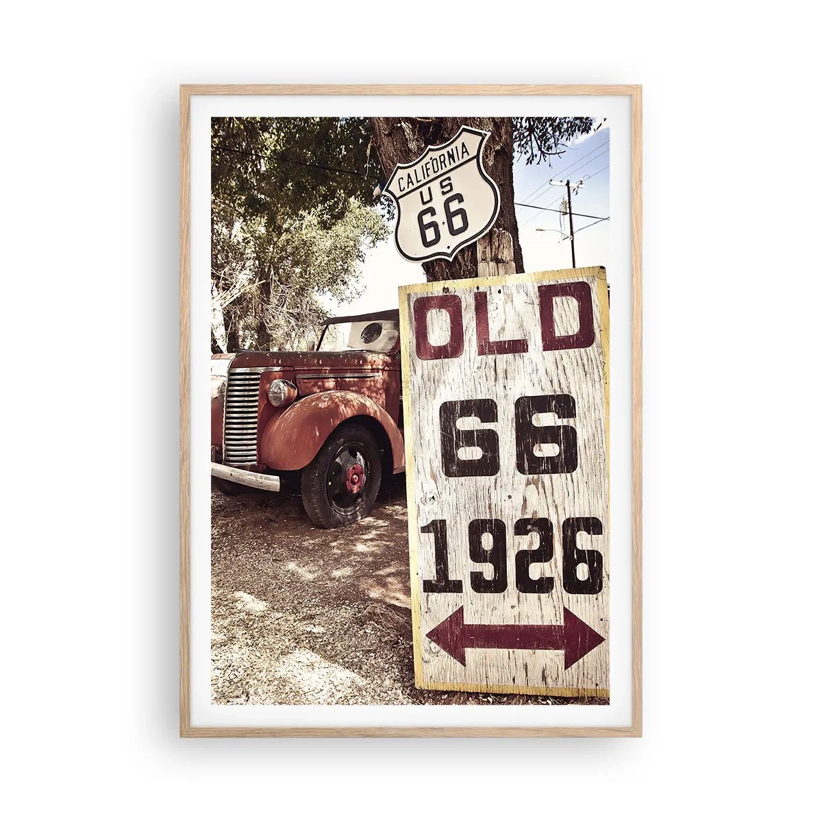 Plakat i ramme af lyst egetræ - En legende om det amerikanske landskab - 70x100 cm