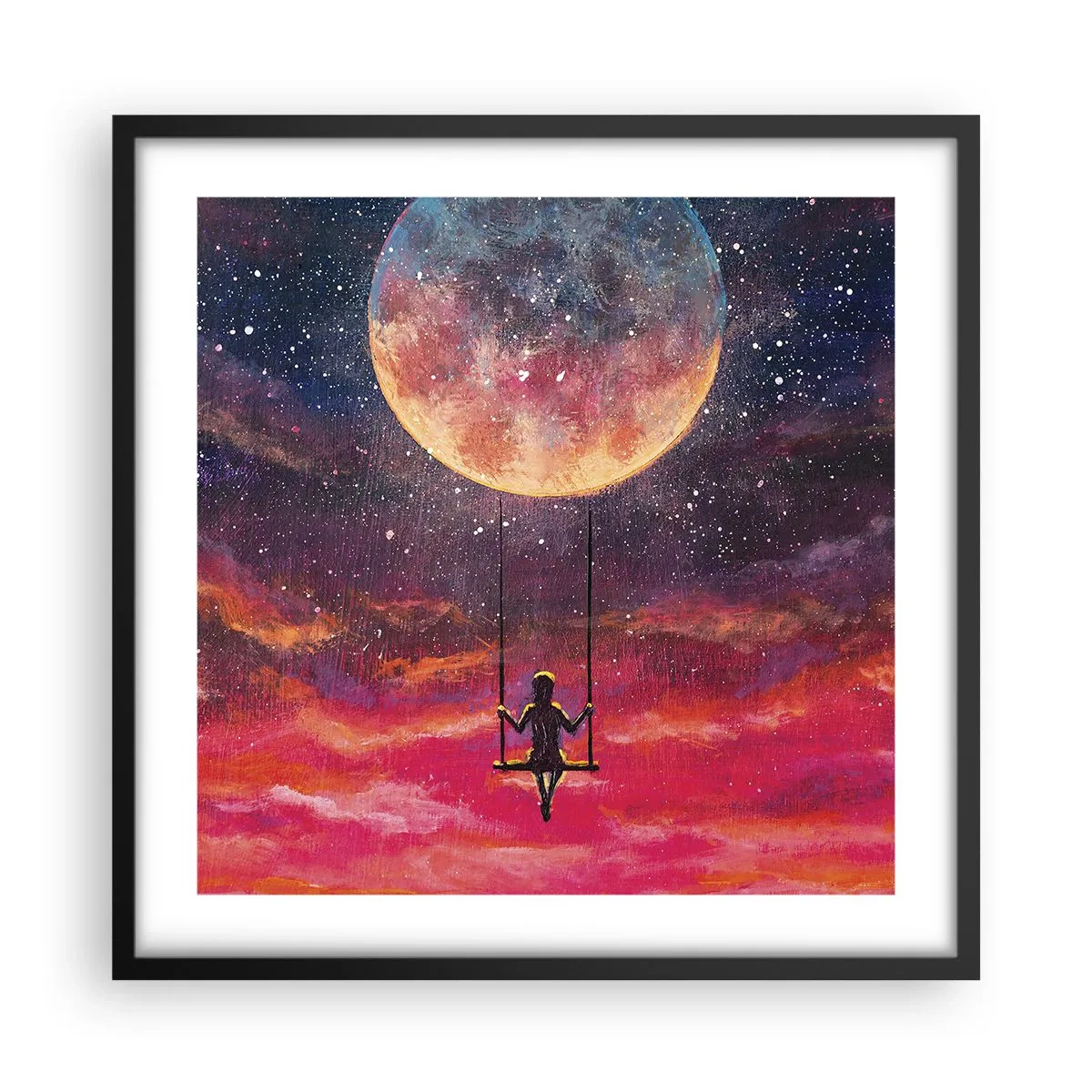 Plakat i sort ramme - Glæd dig i skyerne - 50x50 cm