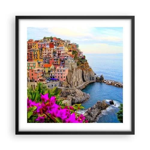 Plakat i sort ramme - En grinende by - 50x50 cm