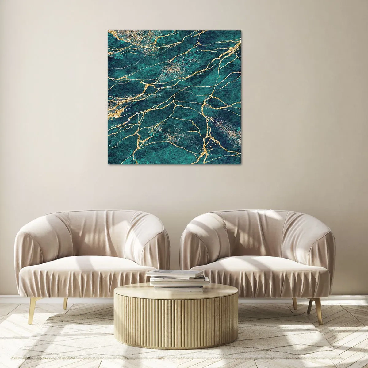 Billede på glas - Guldåre - 50x50 cm