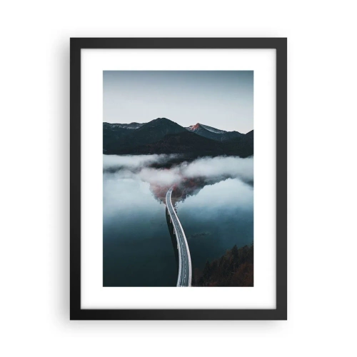 Plakat i sort ramme - Over vand så glat som et spejl - 30x40 cm