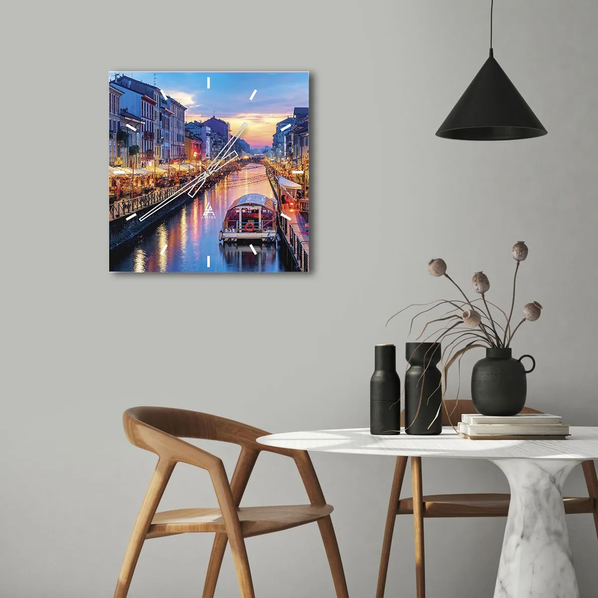 Vægur, Uret - En aften med lys og sjov - 30x30 cm